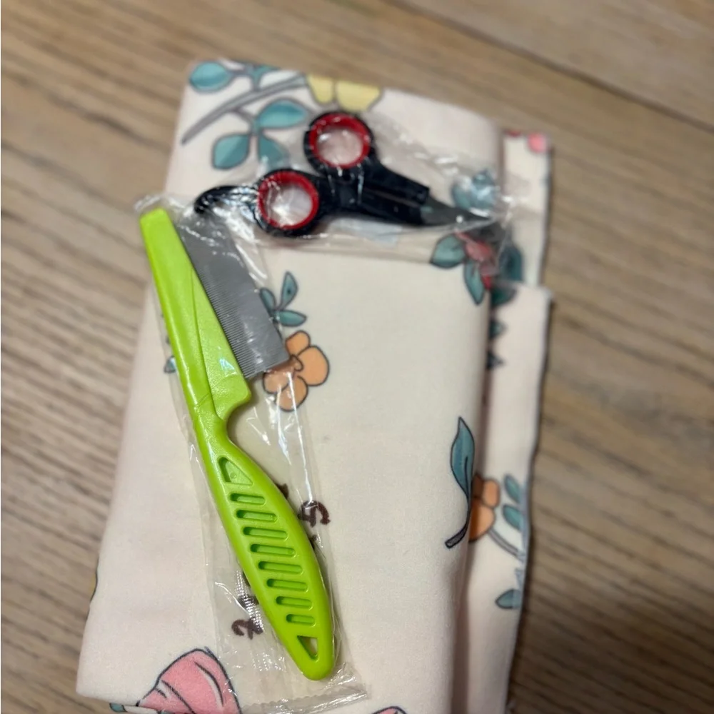Floral Cat Bandana with Grooming Tools